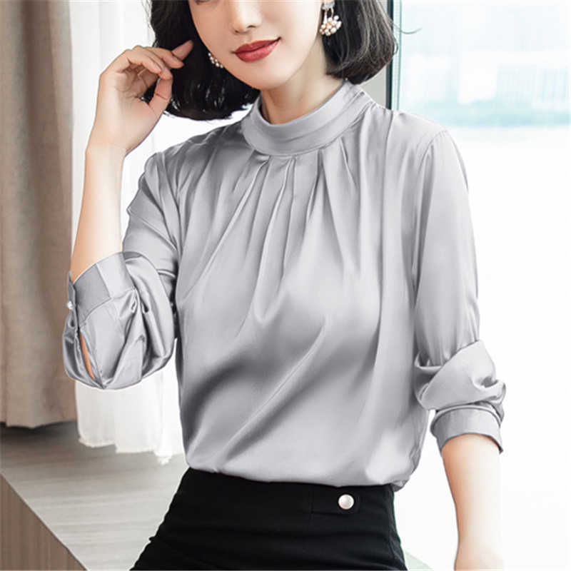 Korean Fashion Women Silk Shirts Satin Blouse Blusas Mujer De Moda Blouses Elegant Plus Size 210531
