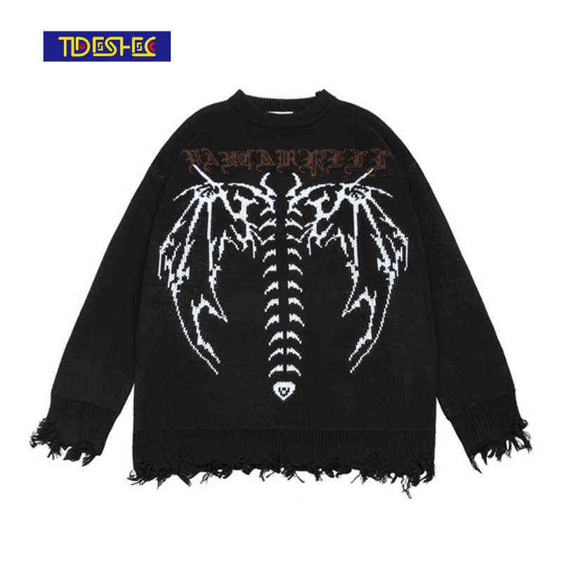 Hip Hop Streetwear Knitted Sweater Gothic Letter Bat Skeleton Print Pullover Men Autumn Harajuku Cotton Casual Sweater 211109, Gray
Hip Hop Streetwear Knitted Sweater Gothic Letter Bat Skeleton Print Pullover Men Autumn Harajuku Cotton Casual Sweater 211109, Gray