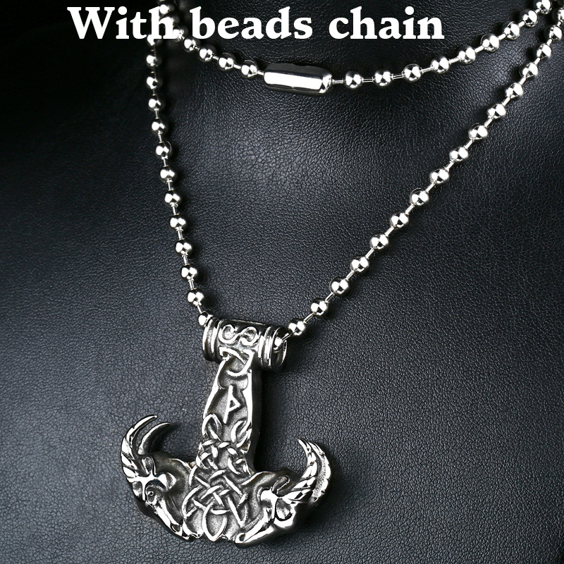 Stainless Steel Viking Thor Hammer Pendant Necklace Gothic Celtic Goat Head Charm DIY Accessories for Men
Stainless Steel Viking Thor Hammer Pendant Necklace Gothic Celtic Goat Head Charm DIY Accessories for Men