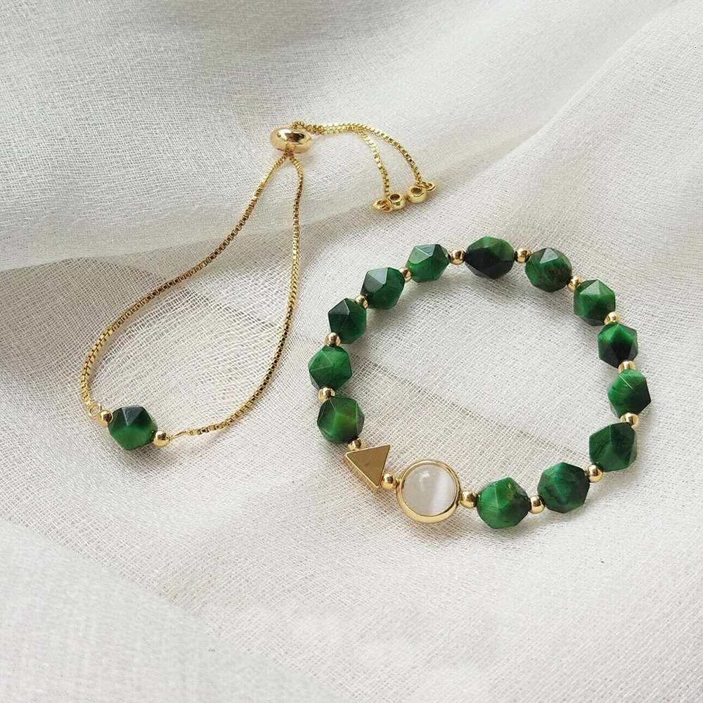 ,bracelet Natural green tiger eye Sterling Silver double layer Bracelet women's gift small fresh Adjustable, Golden;silver
,bracelet Natural green tiger eye Sterling Silver double layer Bracelet women's gift small fresh Adjustable, Golden;silver