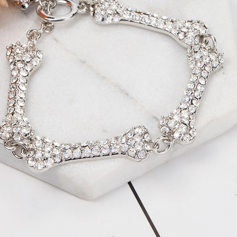 Sparkly Rhinestone Bone Choker Necklace with Stamp Women Letters Short Chain Necklaces for Gift Party High Quality Jewelry