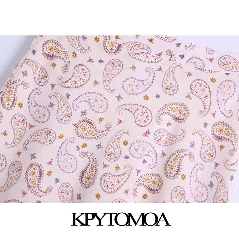 Women Chic Fashion Paisley Print Midi Skirt Vintae High Waist Side Zipper Female Skirts Mujer 210420