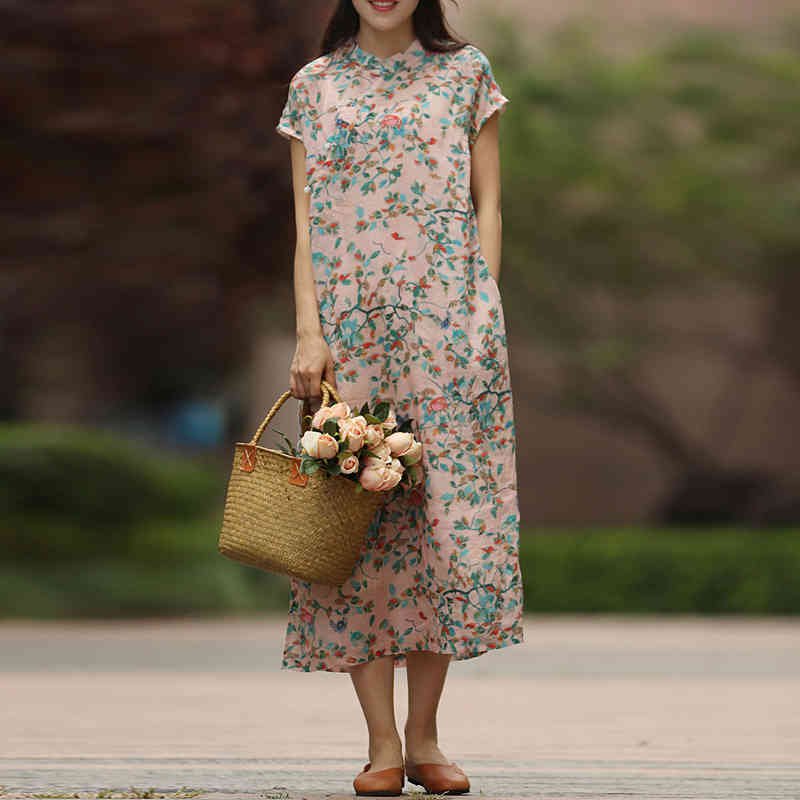 Johnature Women Ramie Dresses Chinese Style Stand Button Print Floral High Quality Summer Female A-line Vintage Dress 210521, Multi
Johnature Women Ramie Dresses Chinese Style Stand Button Print Floral High Quality Summer Female A-line Vintage Dress 210521, Multi