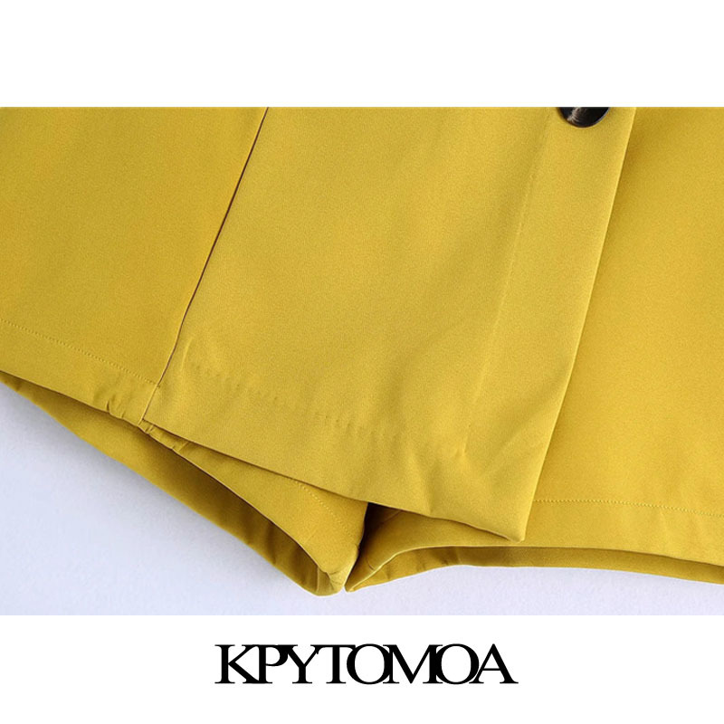 Women Chic Fashion Buttons Decorative Bermuda Shorts Skirts High Waist Back Zipper Female Skorts Mujer 210420