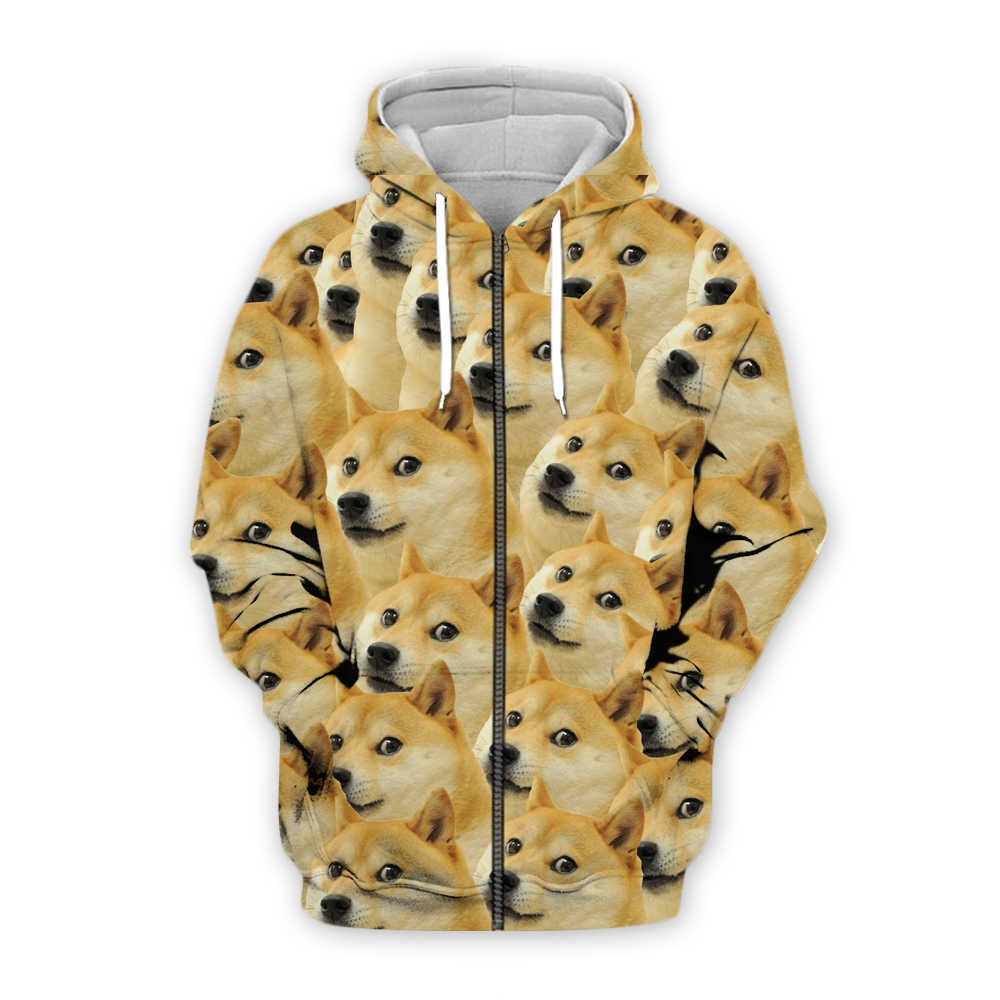Fashion Men 3d hoodies Animal Funny Doge Head pullover shiba inu Printed Sweatshirt/zip hoodie Unisex streetwear 210813
