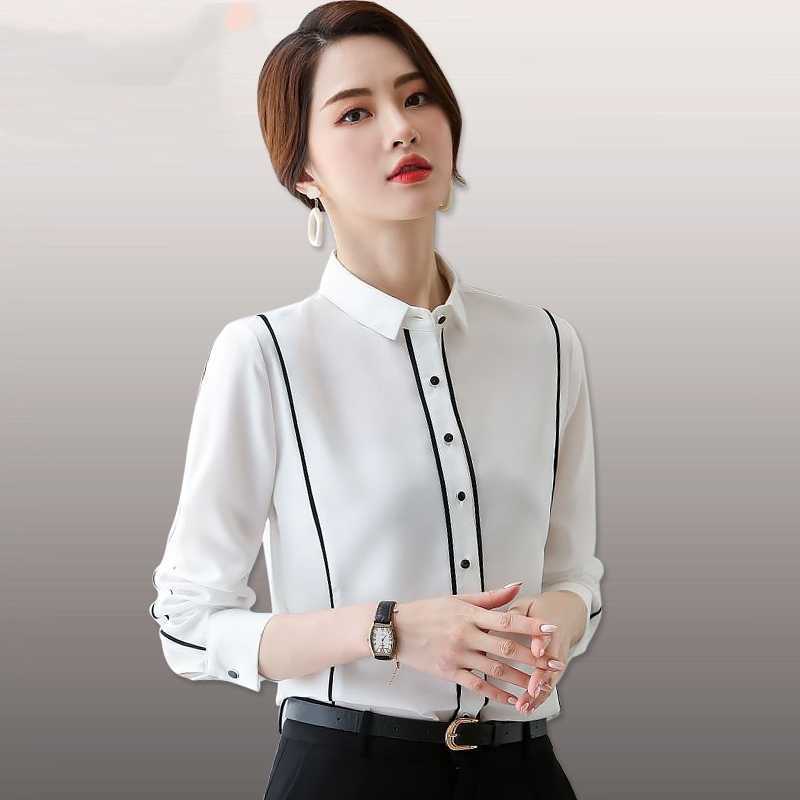Stripes Chiffon White Shirt Wome Long Sleeve Loose Turn-down Collar Blouses Fashion Formal Business Work Tops Blue 210604
Stripes Chiffon White Shirt Wome Long Sleeve Loose Turn-down Collar Blouses Fashion Formal Business Work Tops Blue 210604