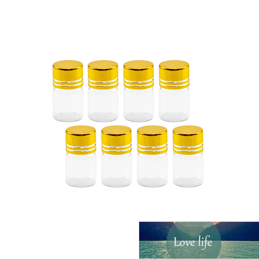 2ml Hyaline Glass Container have Spiral Plastic Cap with Golden Tangent Simple Cute Craft Vial Reusable Multipurpose Bottle