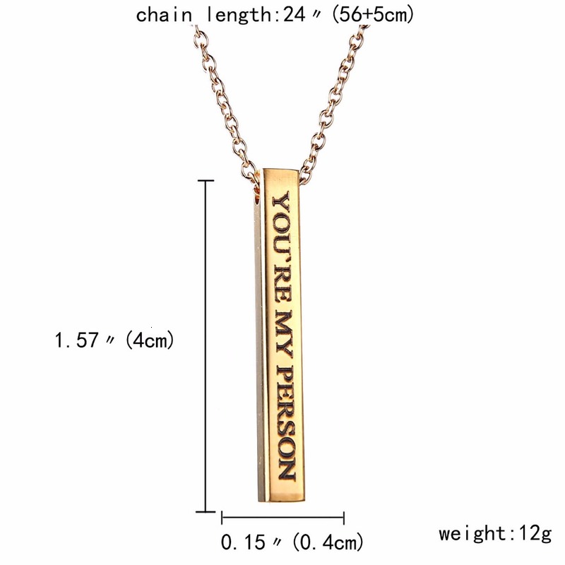 Rinhoo Four Sides Engraving Personalized Square Bar Custom Name Necklace Stainless Steel Pendant for Women/men Birthday Gift