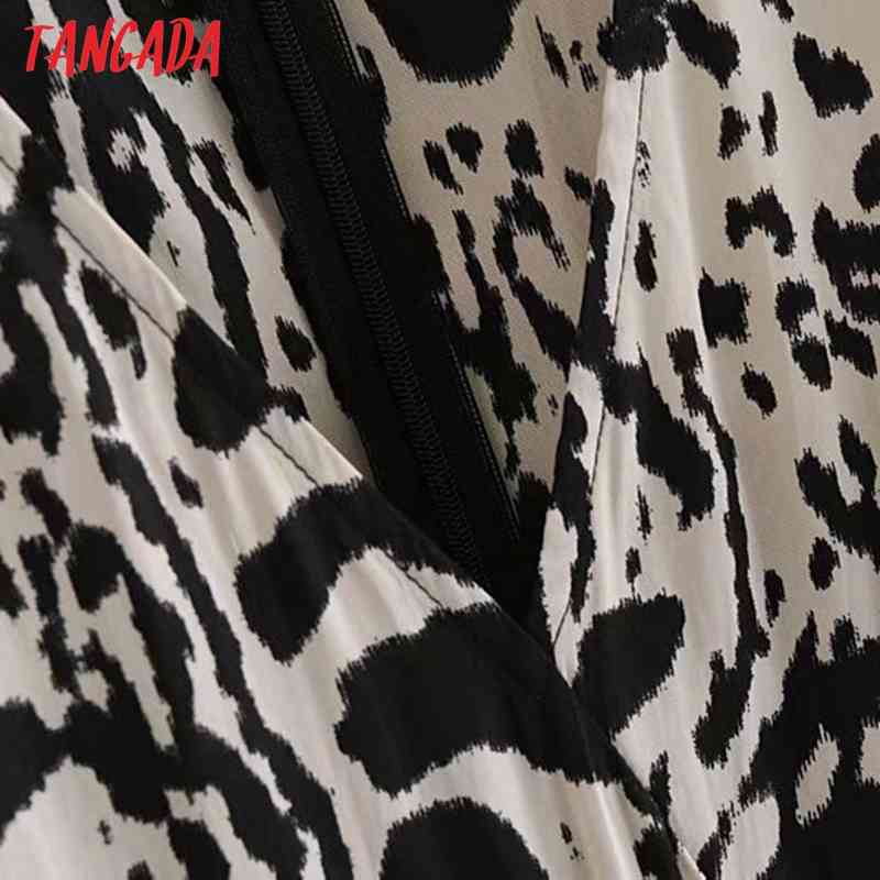 Women Animal Print French Style Half Sleeve Ladies Midi Dress Vestidos 2G13 210416