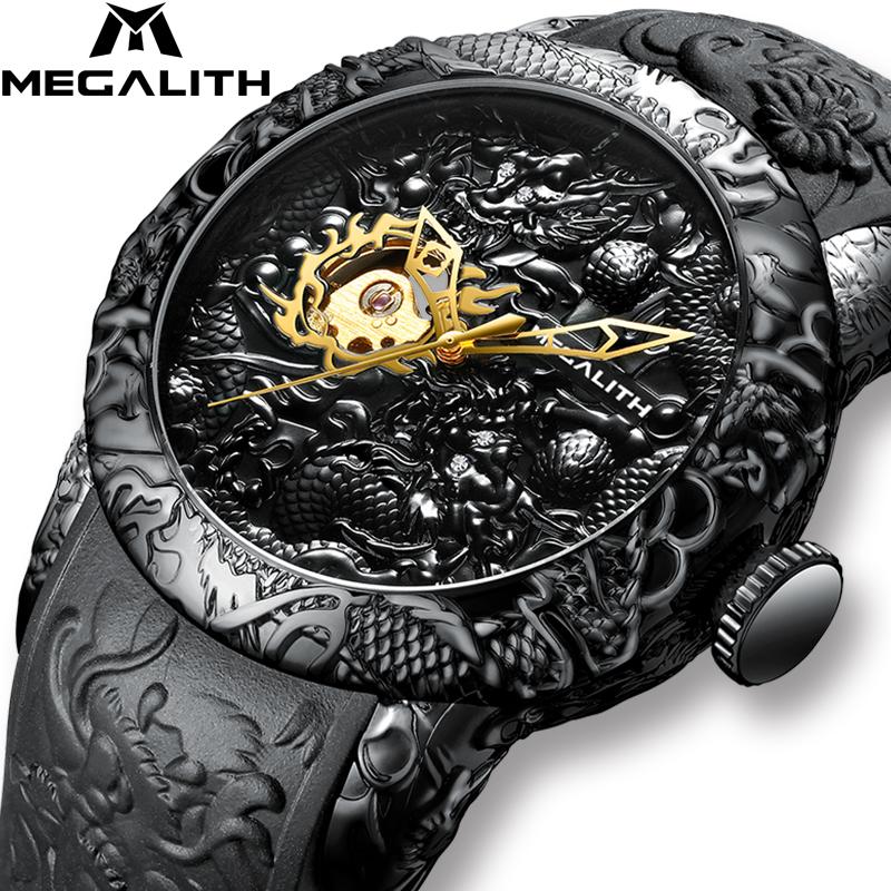 Wristwatches MEGALITH Fashion Gold Dragon Sculpture Men Watch Automatic Mechanical Waterproof Silicone Strap Wristwatch Relojes Hombre, Mechanical black
Wristwatches MEGALITH Fashion Gold Dragon Sculpture Men Watch Automatic Mechanical Waterproof Silicone Strap Wristwatch Relojes Hombre, Mechanical black