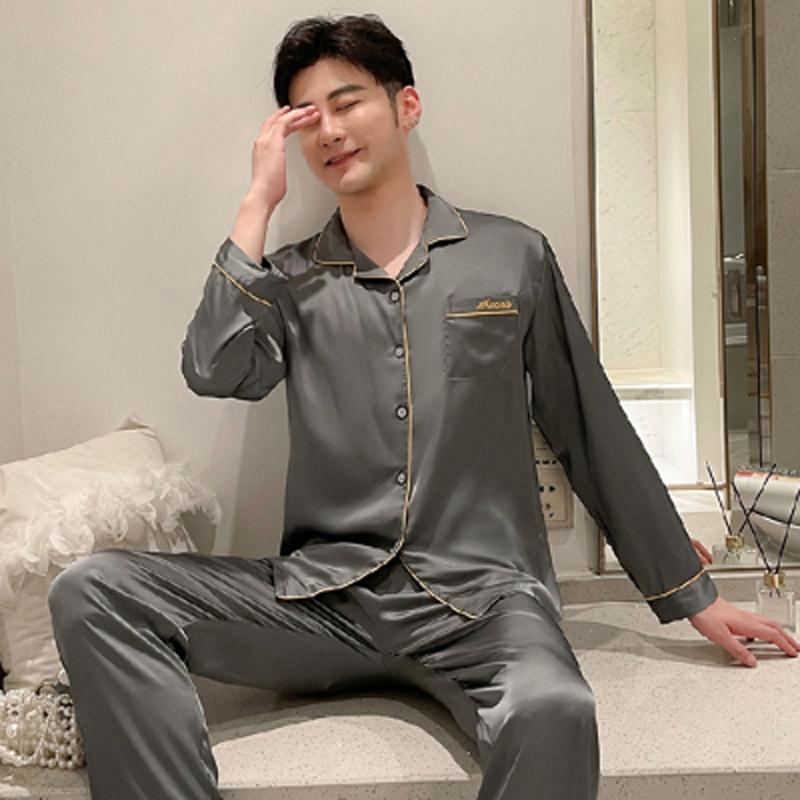 Men's Sleepwear 2021 High Grade Ice Silk Mens Pajamas Set Solid Color Loose Pyjamas Long Sleeve Lounge Wear Soft Casual Homewear, 583light grey
Men's Sleepwear 2021 High Grade Ice Silk Mens Pajamas Set Solid Color Loose Pyjamas Long Sleeve Lounge Wear Soft Casual Homewear, 583light grey