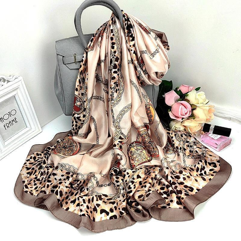 Scarves Leopard Print Female High-Grade Silk Scarf Beach Towel Fashion Chain Bandana Summer 180X90CM Shawl Kerchief, Blue;gray
Scarves Leopard Print Female High-Grade Silk Scarf Beach Towel Fashion Chain Bandana Summer 180X90CM Shawl Kerchief, Blue;gray