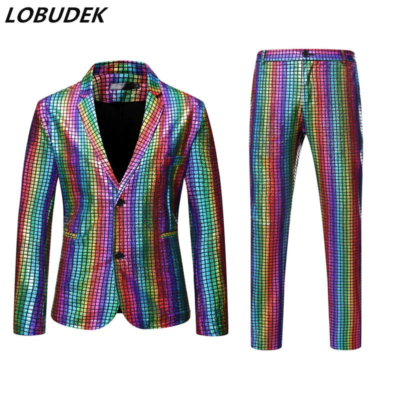 Men's Stage Suits Gold Silver Rainbow Plaid Sequins Blazers Pants 2-Pieces Bar Nightclub Male Singer Magician Costume Outfit &
Men's Stage Suits Gold Silver Rainbow Plaid Sequins Blazers Pants 2-Pieces Bar Nightclub Male Singer Magician Costume Outfit &