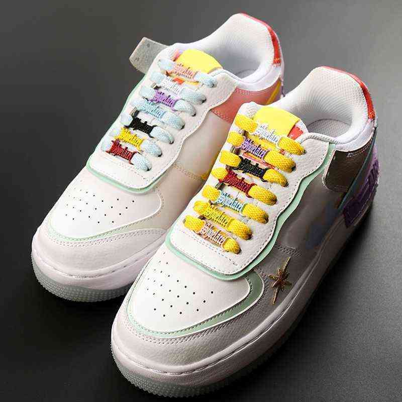 Shoes Accessories 1 Pair Diy Letter Shoelace Buckle Shoe Decorations Sneaker Kits Metal Shoelaces Stylish Sports Laces 220301
