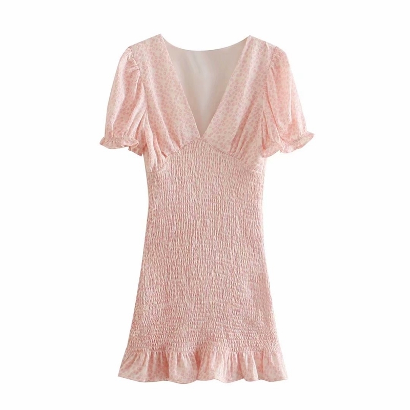 Fashion Slim V neck Floral Mini Dress Summer Short Sleeve Bodycon Pack Hip Ruffles Women Elegant Party es 210525, Pink
Fashion Slim V neck Floral Mini Dress Summer Short Sleeve Bodycon Pack Hip Ruffles Women Elegant Party es 210525, Pink