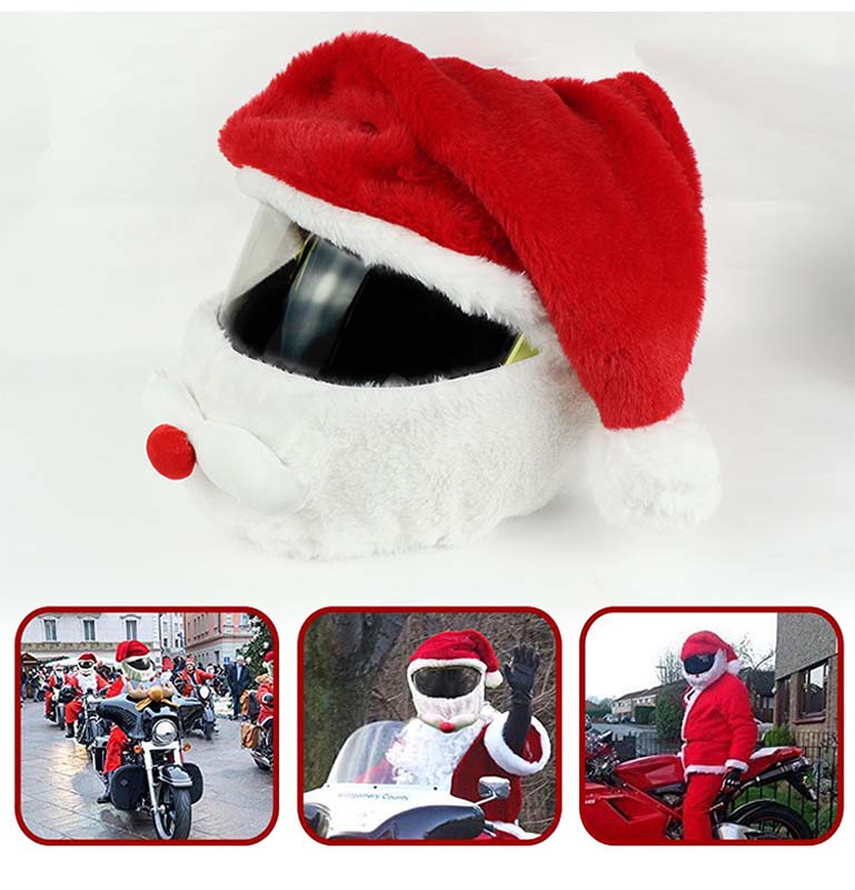 Comfortable Santa Helmet Cover Motorcycle Helmets Caps Ideal Safety Gear for Holiday Season Biking Adventures