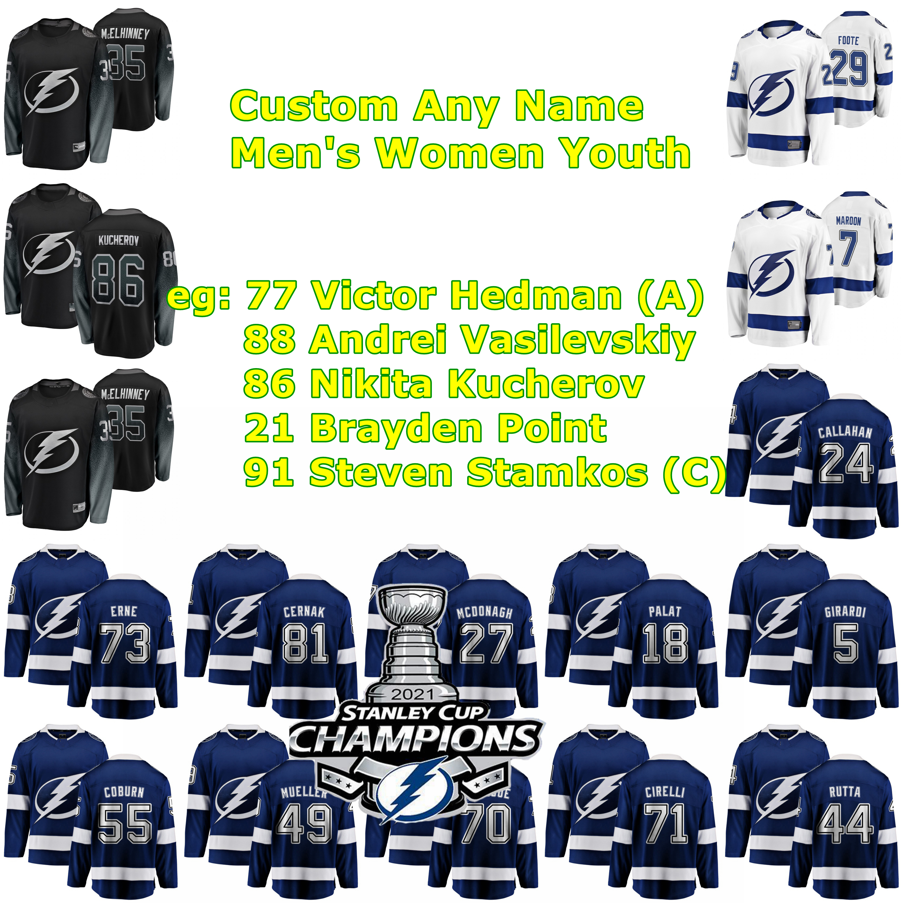 2021 Stanley Cup Champions Tampa Bay Lightning Ice Hockey Jerseys Mathieu Joseph Jersey Barclay Goodrow Ondrej Palat Alex Killorn Ryan McDonagh Custom Stitched, Mens white away with 2021 champion
2021 Stanley Cup Champions Tampa Bay Lightning Ice Hockey Jerseys Mathieu Joseph Jersey Barclay Goodrow Ondrej Palat Alex Killorn Ryan McDonagh Custom Stitched, Mens white away with 2021 champion