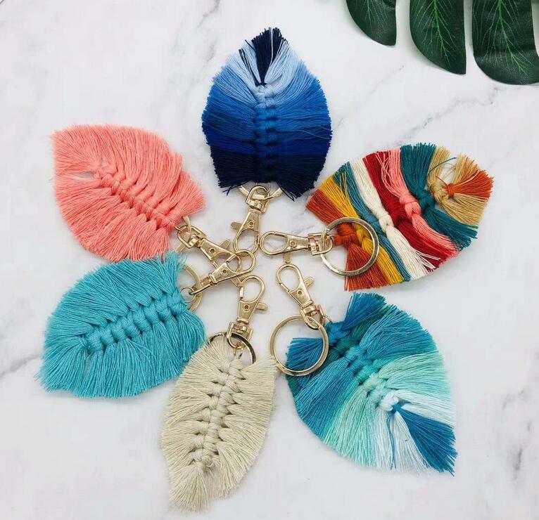 Bohemian Tassel Keychain Pendant Creative Leaf Shape Hand Woven Keychains Luggage Decoration Key Chain Party Gift Keyring Wholesale
Bohemian Tassel Keychain Pendant Creative Leaf Shape Hand Woven Keychains Luggage Decoration Key Chain Party Gift Keyring Wholesale