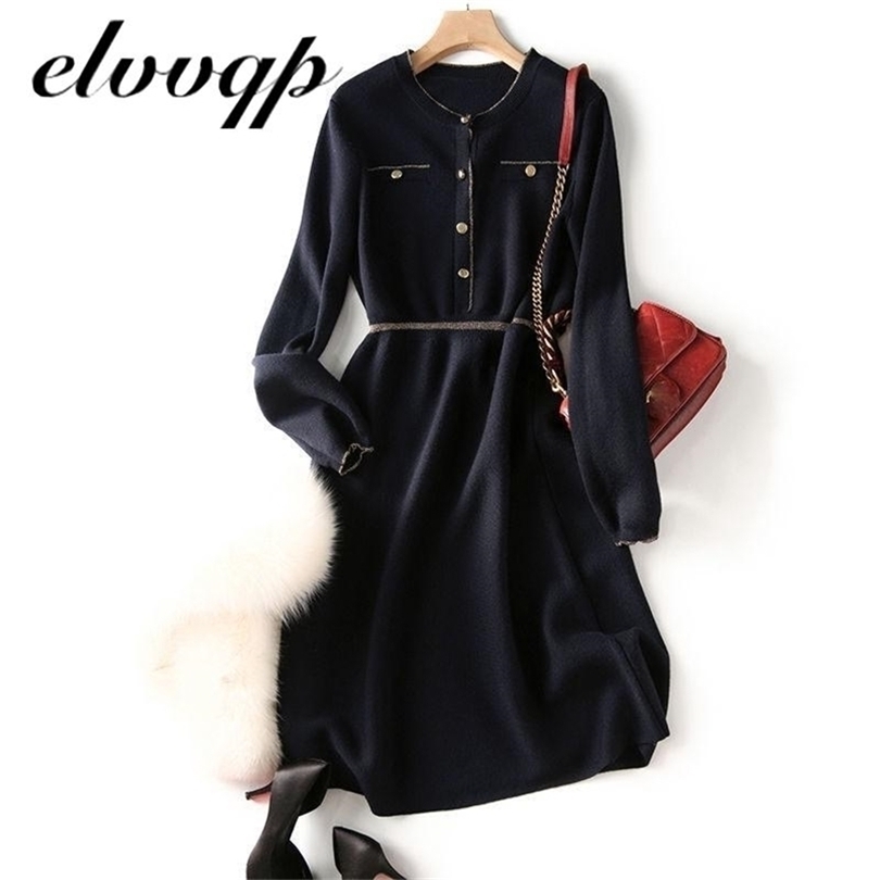 Knitted Long Sleeve Dres Slim Bodycon Autumn Korean Elegant Fall Winter Button O Neck Sweater Midi Ribbed 211109, Black
Knitted Long Sleeve Dres Slim Bodycon Autumn Korean Elegant Fall Winter Button O Neck Sweater Midi Ribbed 211109, Black