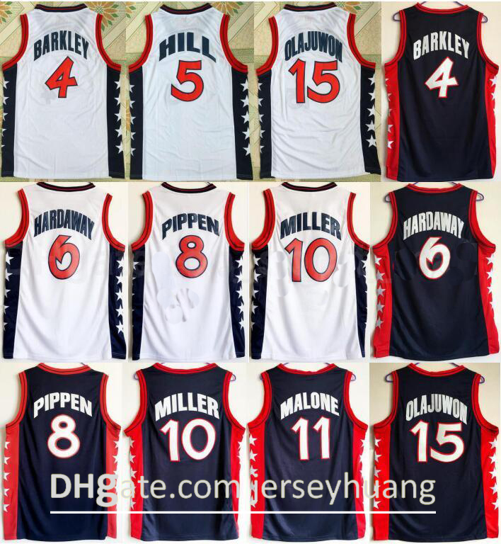 1996 US Dream Team Basketball Hakeem Olajuwon Jersey Penny Hardaway Charles Barkley Reggie Miller Scottie Pippen Grant Hill Karl Malone, 4 white
1996 US Dream Team Basketball Hakeem Olajuwon Jersey Penny Hardaway Charles Barkley Reggie Miller Scottie Pippen Grant Hill Karl Malone, 4 white