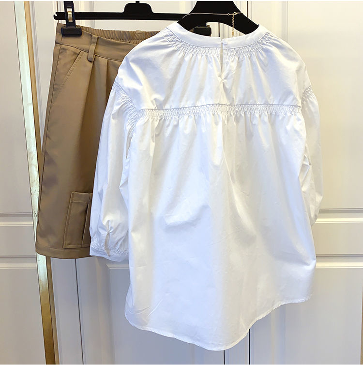 Nomikuma Half Puff Sleeve Doll Shirt Korean Solid Causal Pocket Patchwork Blouse Autumn Sweet Women Top Blusas Mujer 6C963 210427