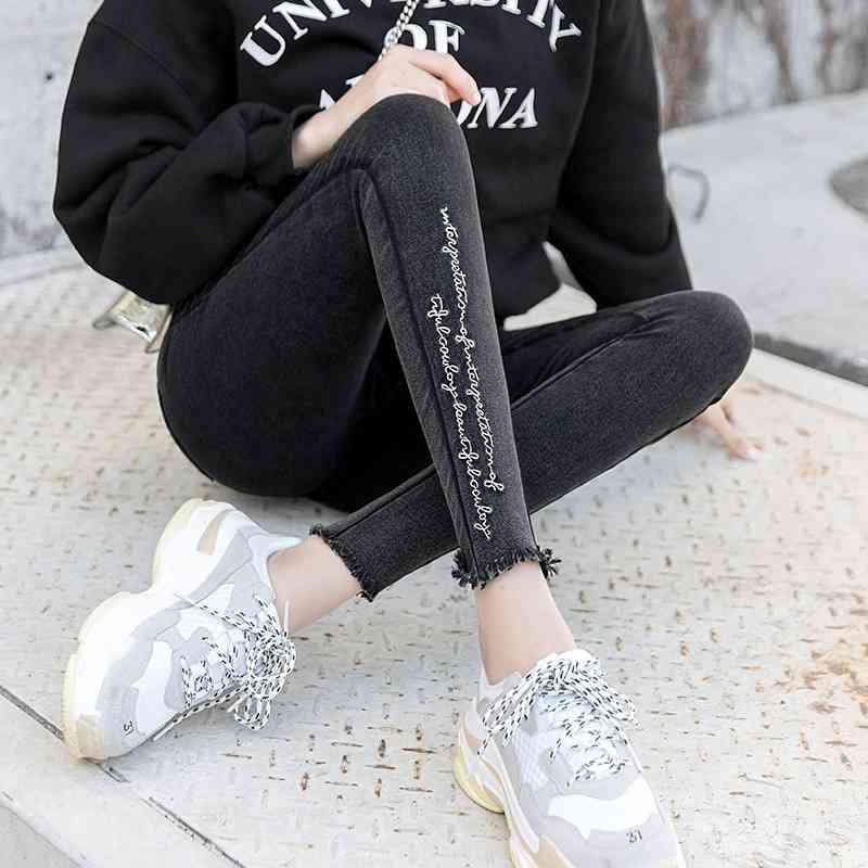 Embroidery Jeans High Elastic Boyfriend Jeans Female Washed Denim Skinny Female Printed Pencil Pants Ripped Streetwear Trousers 210616, D809 pure black
Embroidery Jeans High Elastic Boyfriend Jeans Female Washed Denim Skinny Female Printed Pencil Pants Ripped Streetwear Trousers 210616, D809 pure black