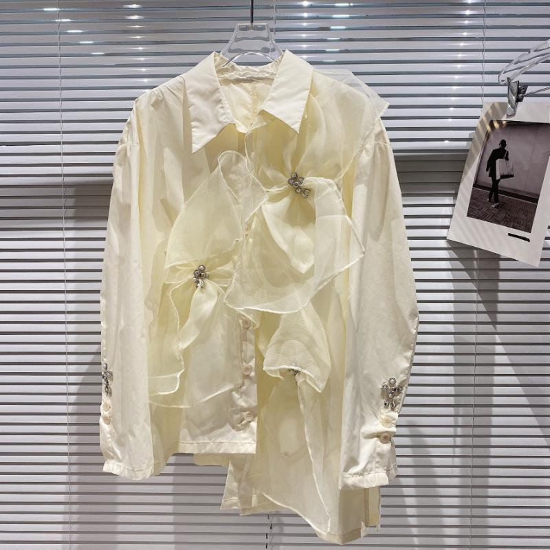 Women's Blouses & Shirts European Summer Rhinestone Beaded Mesh Bow Long Sleeve Single Breasted Irregular Women Tops Fashion Streetwear 2021, Beige
Women's Blouses & Shirts European Summer Rhinestone Beaded Mesh Bow Long Sleeve Single Breasted Irregular Women Tops Fashion Streetwear 2021, Beige