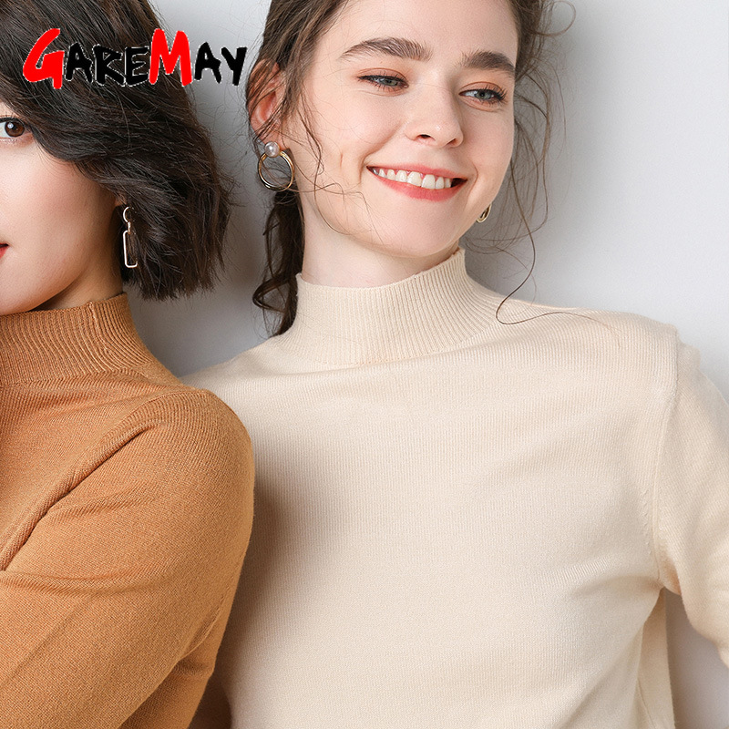 Women Knitting Sweater Long Sleeve Solid Soft Slim Female Stretch Fall Winter Short Round Neck Pullovers Knitwear Jumper 210428