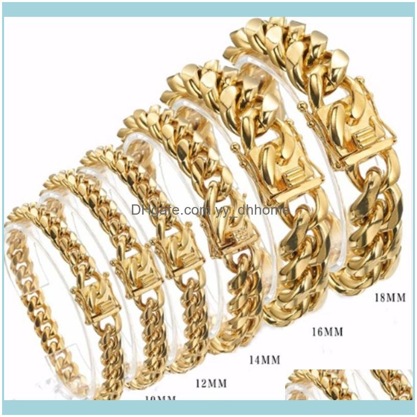 Link, Bracelets Jewelrylink, Chain 8/10/12/14/16/18Mm 7-11" Charm Stainless Steel Gold Tone Miami Curb Cuban Bracelet Dragon Lock Clasp Mens
Link, Bracelets Jewelrylink, Chain 8/10/12/14/16/18Mm 7-11" Charm Stainless Steel Gold Tone Miami Curb Cuban Bracelet Dragon Lock Clasp Mens