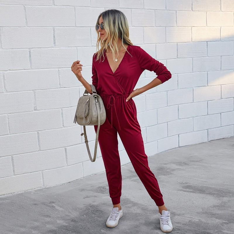 Jumpsuit Fashion Women' 2021 Long Sleeve V Neck Lace Up With Pockets Female Autumn Solid Overalls Jumpsuits & Rompers, Black
Jumpsuit Fashion Women' 2021 Long Sleeve V Neck Lace Up With Pockets Female Autumn Solid Overalls Jumpsuits & Rompers, Black
