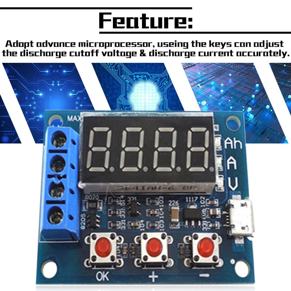 Power Battery Tester Module Led Digital Li-Ion Lithium 18650 External Loading Battery Discharge Test Analyzer Board