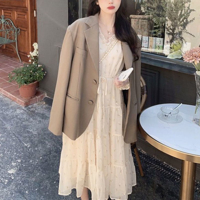Summer Floral Dress Women French Elegant Chiffion Casual Sweet Fairy V-neck Midi Dress Office Lady Dress Korean 210521