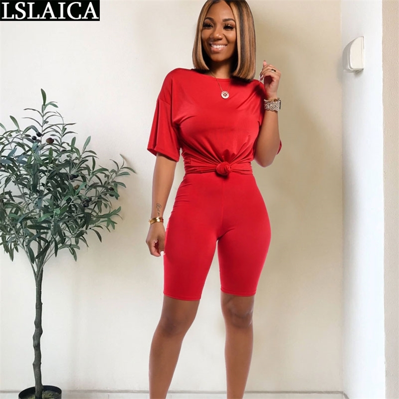 Casual women two piece outfits solid color O-neck tops&Knee Length pant fashion elegant sport set plus size sets 210515