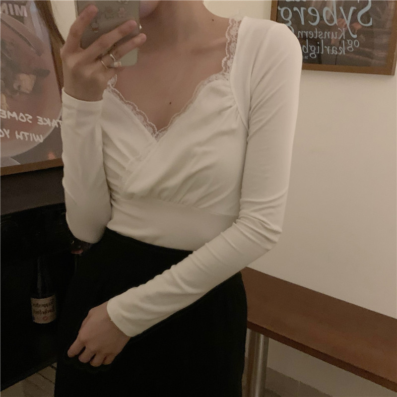 Chic Office Lady V-Neck Brief Stylish Women Slim High Street T-Shirts All Match Female Gentle Basic Tops 210421