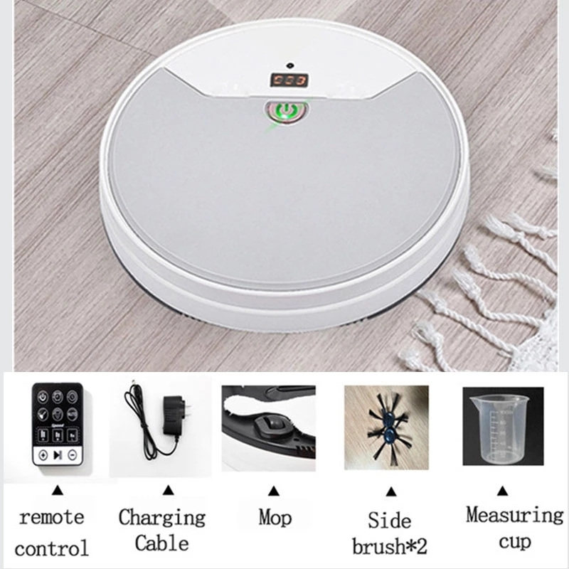 Home Multifunctional USB With Remote Control Water Tank Intelligent Sweeping Robot Three In One Three Gear Adjustment