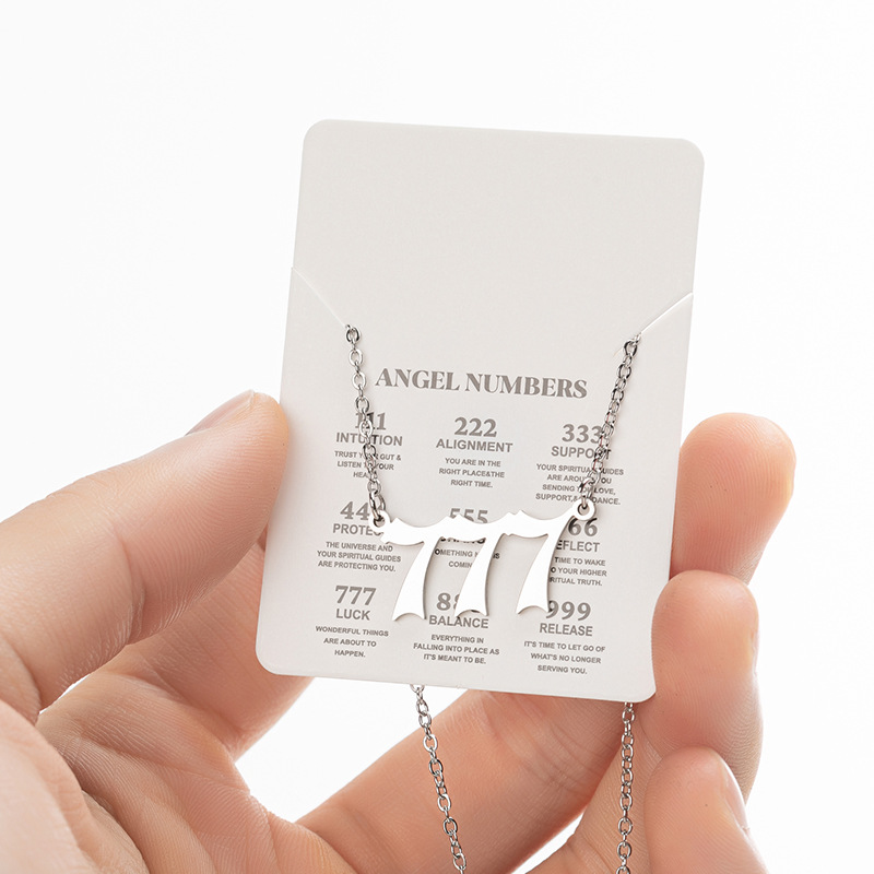 Stainless Steel Angle Number Necklace Titanium Steel 111 222 333 444 555 666 777 888 999 Pendent Necklaces for Men Women Chocker Chain Anti-allergy Fa