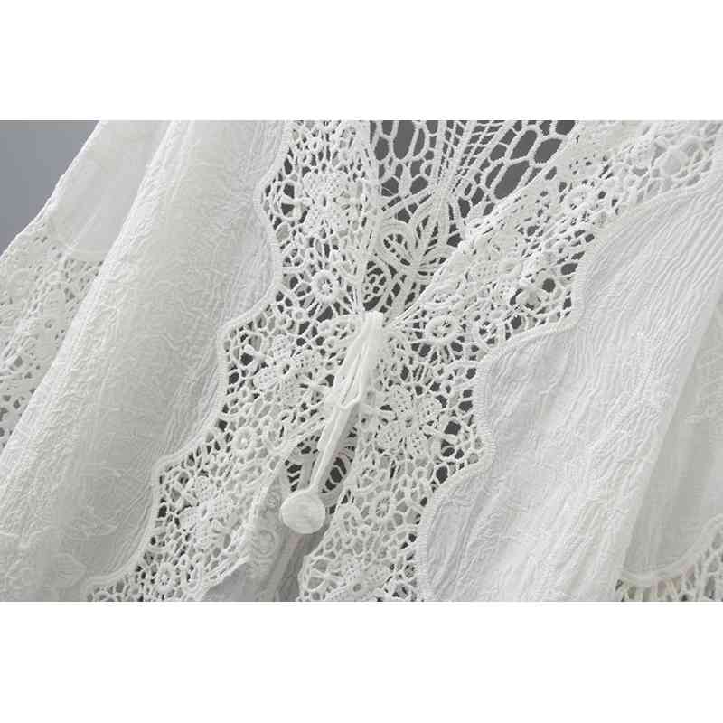 fashion white hollow lace blouse women shirt loose plus size summer ladies tops blusas 0321 40 210506