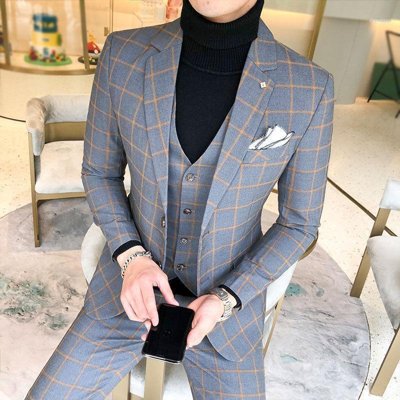 Size -4XL Men's 3 Pieces Plaid Suit Elegant Solid Slim Fit Single Breasted Party Blazer Vest Pants Set Ternos Masculino1, Blue
Size -4XL Men's 3 Pieces Plaid Suit Elegant Solid Slim Fit Single Breasted Party Blazer Vest Pants Set Ternos Masculino1, Blue