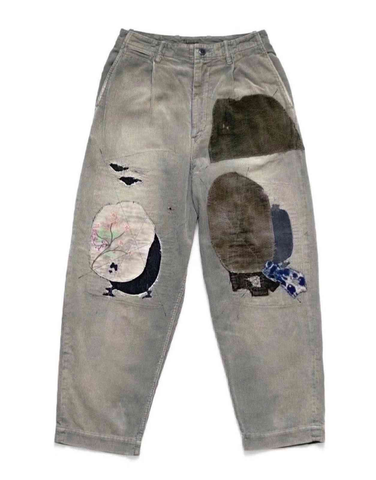 20aw Kapital Hirata and Hongzhong Washable Patch Embroidered Print Stitched Corduroy Casual Pants, Gray
20aw Kapital Hirata and Hongzhong Washable Patch Embroidered Print Stitched Corduroy Casual Pants, Gray