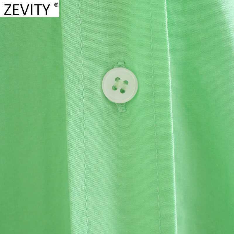 Zevity Women Simply Candy Color Irregular Hem Business Shirt Femme Long Sleeve Poplin Blouse Roupas Chic Blusas Tops LS9414 210603