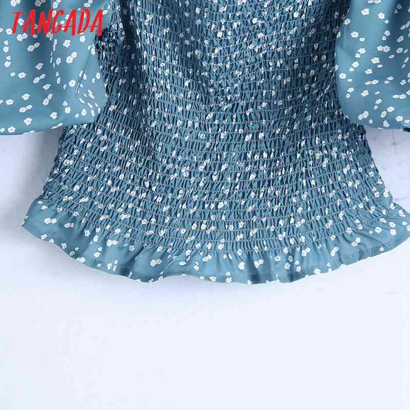 Women Retro Floral Print Crop Short Sleeve Summer Chic Female Sexy Slim Shirt Tops 6Z68 210416