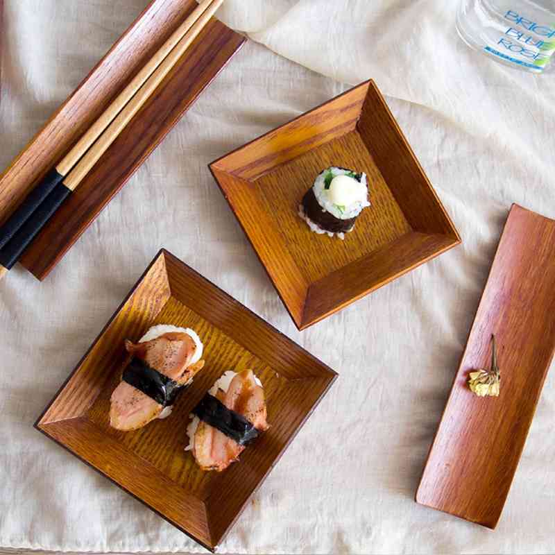 Square Wooden plate Snack Dried fruit Dessert Sushi Pie Servies Home