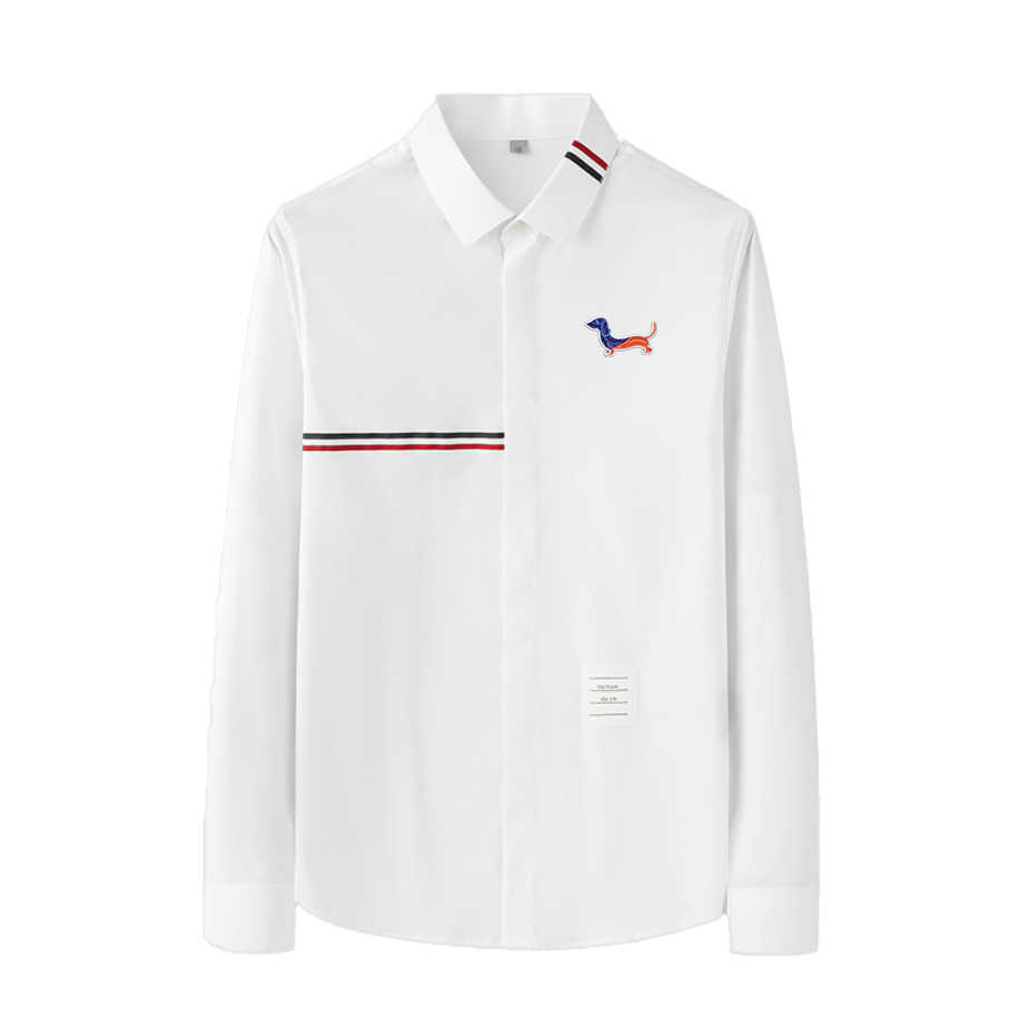 Men' Embroidered Shirts for Thom Tb Dog, Oxford High-quality Fabric, Striped Blouse, Covered with Long-sleeve Designer, Whie 1
Men' Embroidered Shirts for Thom Tb Dog, Oxford High-quality Fabric, Striped Blouse, Covered with Long-sleeve Designer, Whie 1
