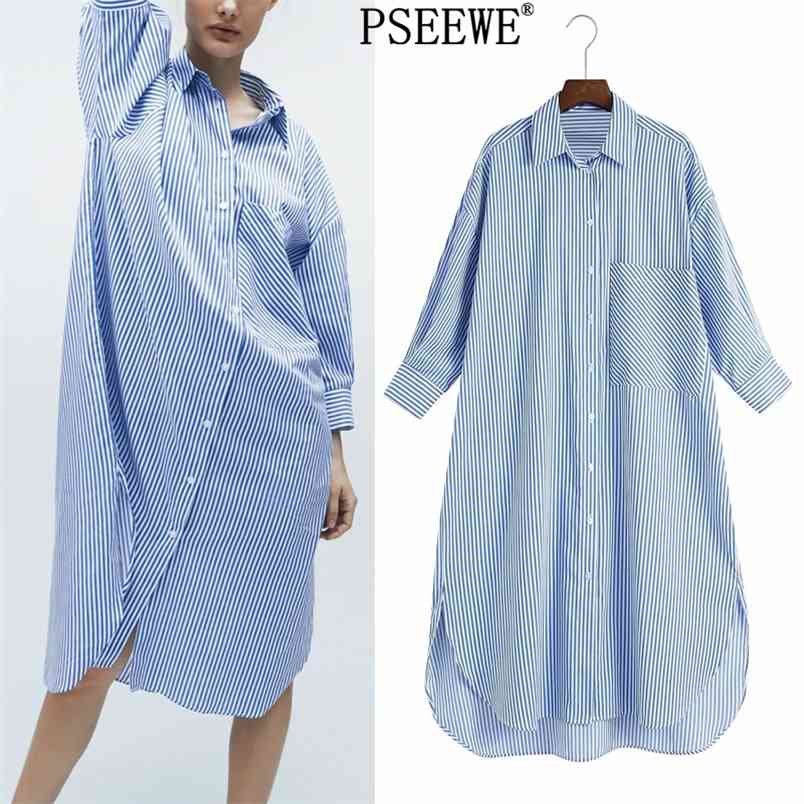 Spring Dress Blue Striped Oversized Shirt Woman Button Up Long es Women Casual Pocket Ladies es 210519
Spring Dress Blue Striped Oversized Shirt Woman Button Up Long es Women Casual Pocket Ladies es 210519