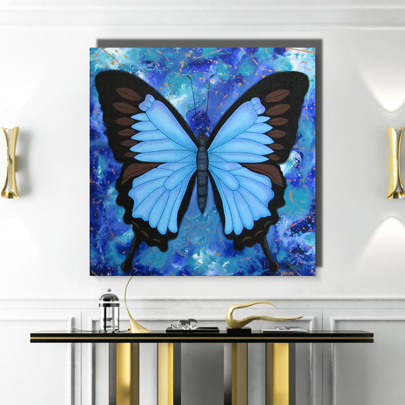 Modern Blue Butterfly Poster Wall Art Canvas Painting Abstract Animal Picture HD Prints For Living Room Home Decor No Frame
