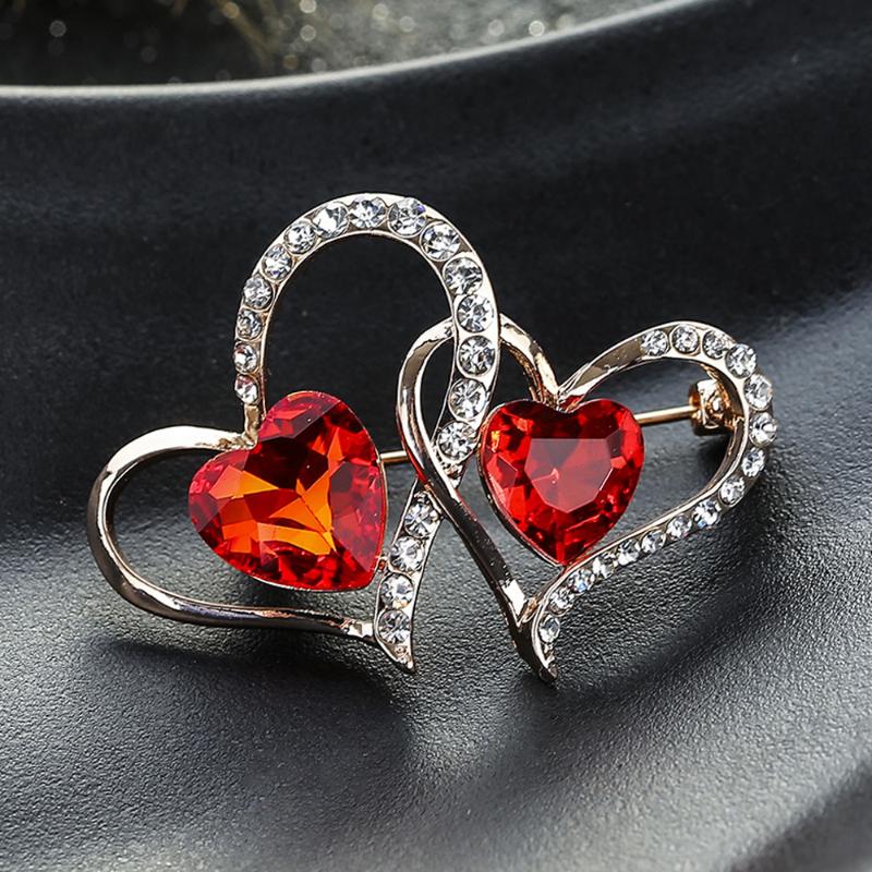 Pins, Brooches Double Love Crystal Jewelry Valentine Gift Fashion Brooch Female Clothing Accessories Pins And Rhinestone
Pins, Brooches Double Love Crystal Jewelry Valentine Gift Fashion Brooch Female Clothing Accessories Pins And Rhinestone