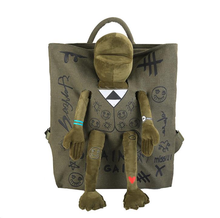 Cross Body Fashion All- Female Bags Trendy Cool Green Bag Canvas Backpack