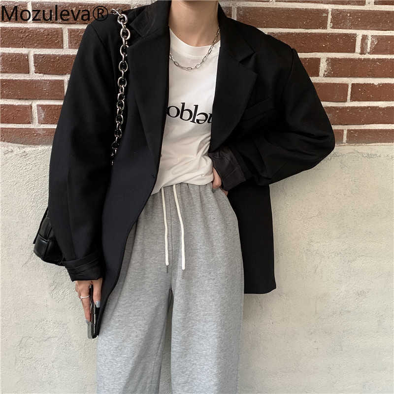 Mozuleva Chic Loose Amrygreen Women Blazer Spring Summer Single Breasted Female Suit Jacket Full Sleeve Oversize Outwear 210930