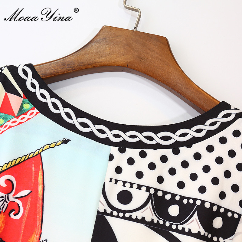 Summer Runway Vintage Dress Women Short sleeve printing Fashion Slim Leopard Mermaid Midi 210524