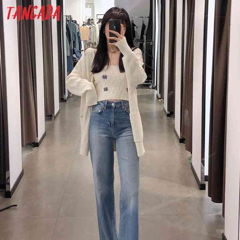 Women Twist Loose Cardigan Sweater Beading Buttons Vintage V Neck Long Sleeve Female Outerwear Chic Tops BE496 210416